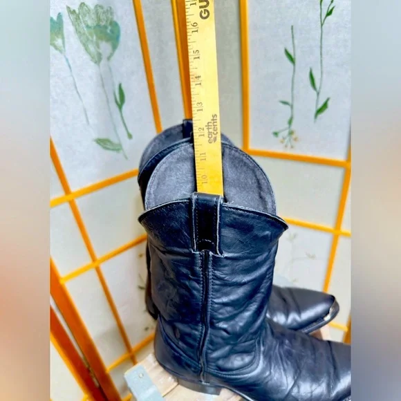 Black Code West leather cowboy boots for men. - Picture 9 of 12